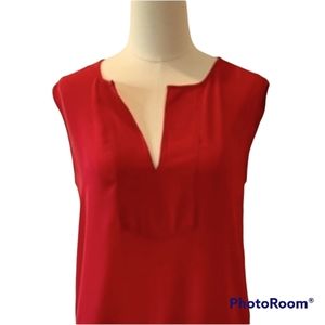 J. Crew Cherry Red Keyhole Sleeveless Blouse Size 4